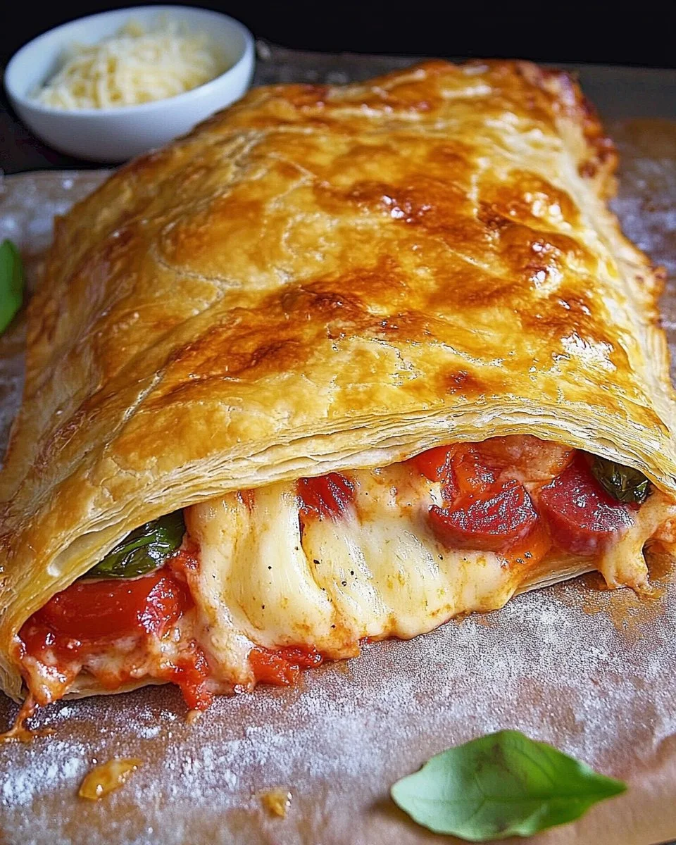 Selbstgemachte Calzone mit Blätterteig und verlockenden Füllungen.