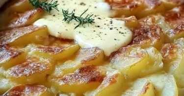 Leckeres Kartoffelgratin aus frischen Kartoffeln und Sahne überbacken