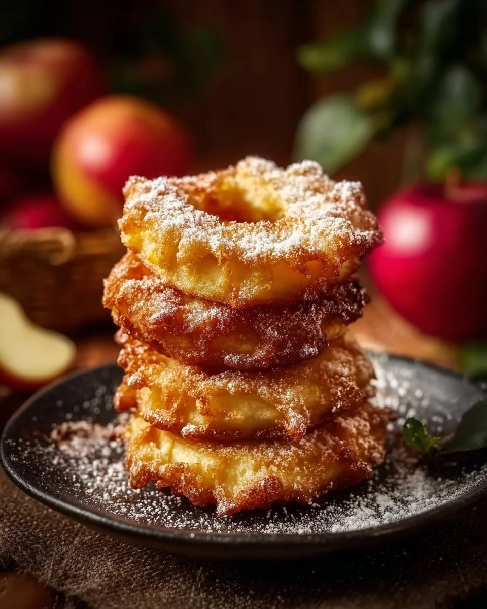 Baked apple rings cooked in an air fryer for a healthy dessert