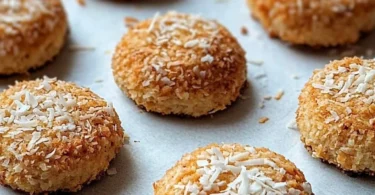 Bananen-Kokos-Kekse frisch gebacken mit Flocken und Kokosraspeln