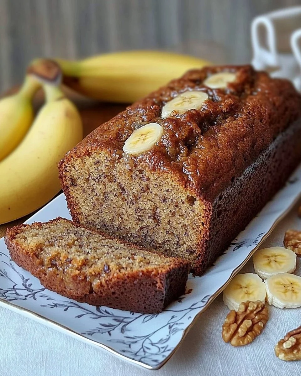 Saftiger Bananenkuchen mit Bananen und Nüssen, der perfekt für jeden Anlass ist.