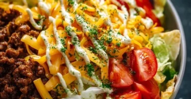 Big Mac Cheeseburger Salat Bowl mit frischen Zutaten und köstlichem Dressing