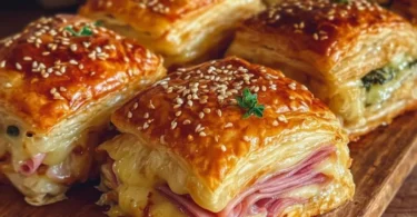 Blätterteig-Puten-Käse-Snacks auf einem Teller serviert
