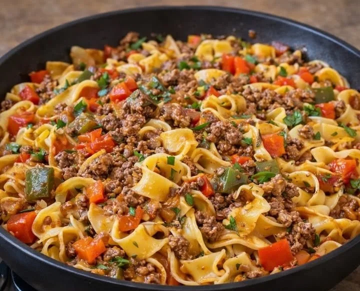 Blitz Nudel Hackfleisch Pfanne