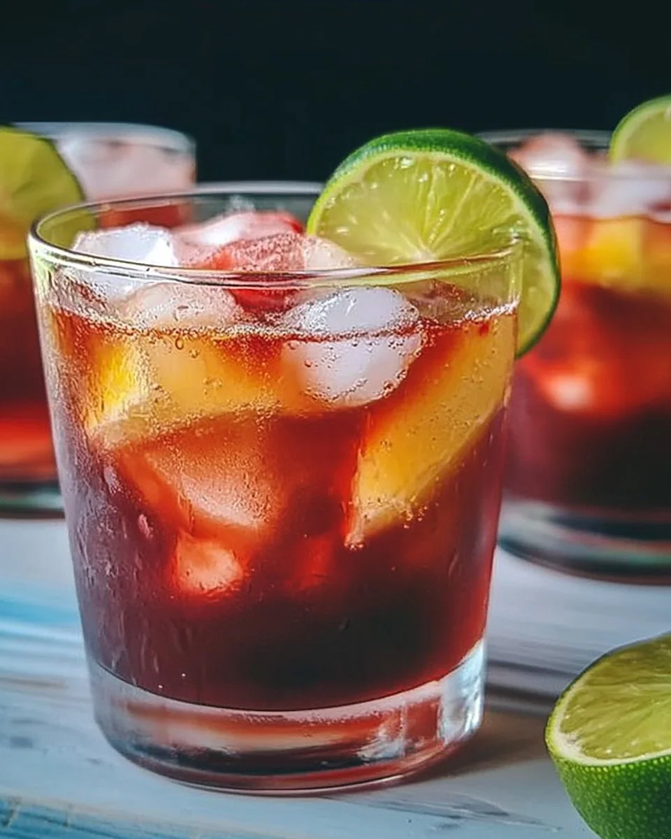 Blutige Caipirinha Cocktail mit Limetten und Cranberrysaft