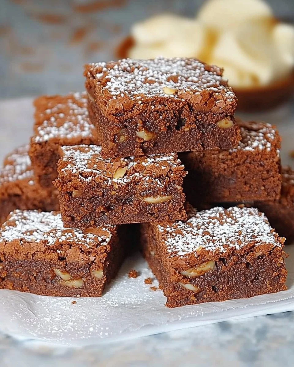 Leckere Brownies auf einem Tisch, ideal für Dessertliebhaber.