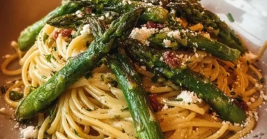 Cremige Spargel-Pesto-Pasta mit frischem Spargel und Pesto-Sauce