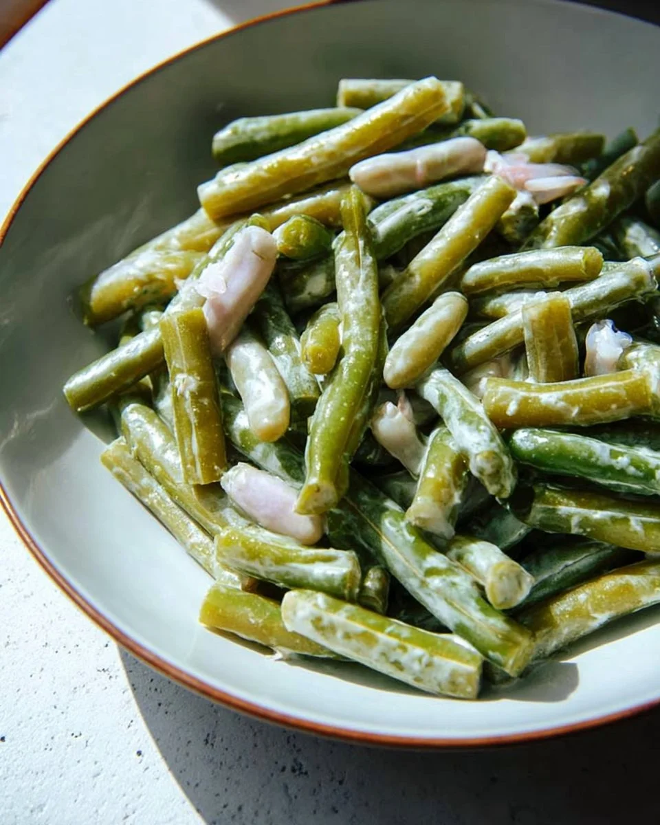 Cremiger Bohnensalat mit frischen Bohnen und leckerem Dressing