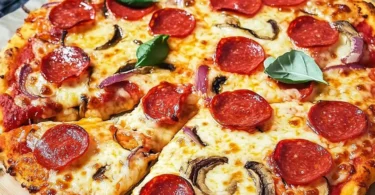 Eine leckere Pizza ohne Kohlenhydrate mit frischen Zutaten und Käse