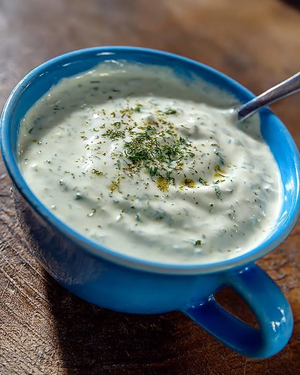Döner Sauce aus Joghurt, Mayonnaise und Knoblauch in einer Schüssel