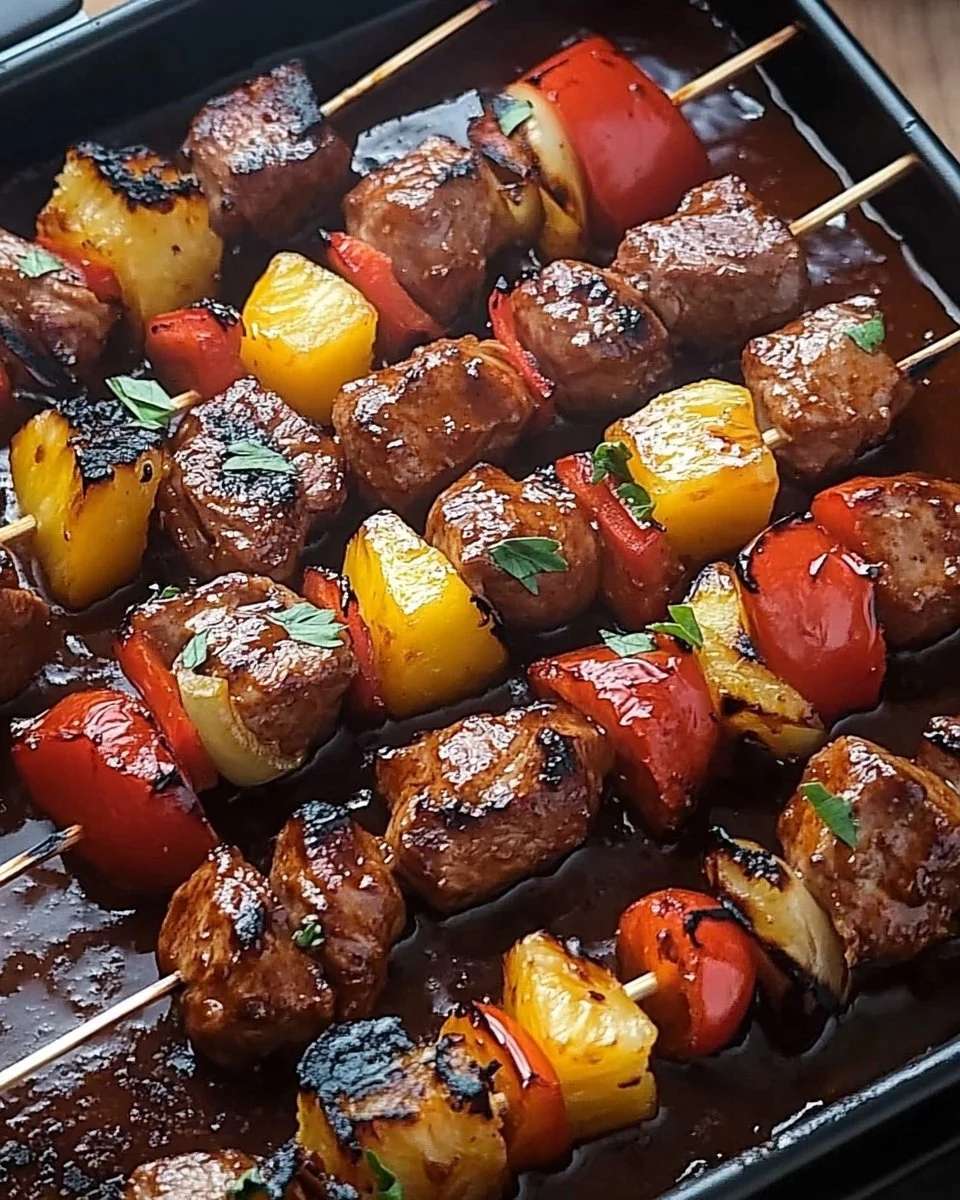 Fantastisches Schaschlik mit hausgemachter Schaschliksoße auf einem Grillteller