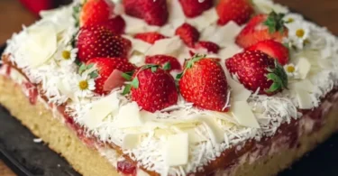 Leckerer Frau Holle Kuchen mit Äpfeln und Zimt, serviert auf einem Teller