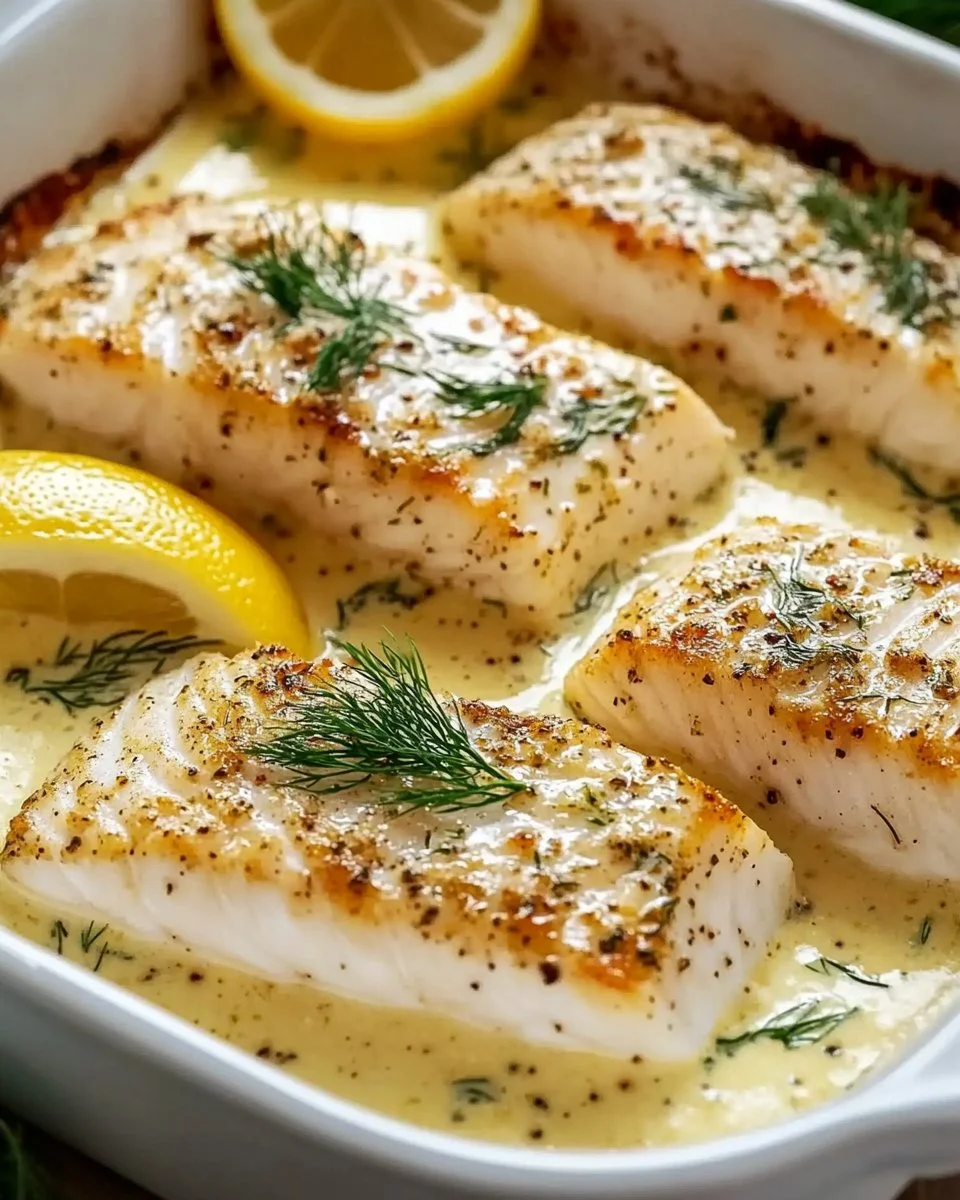 Gebackener Fisch mit Zitronen-Cremesauce