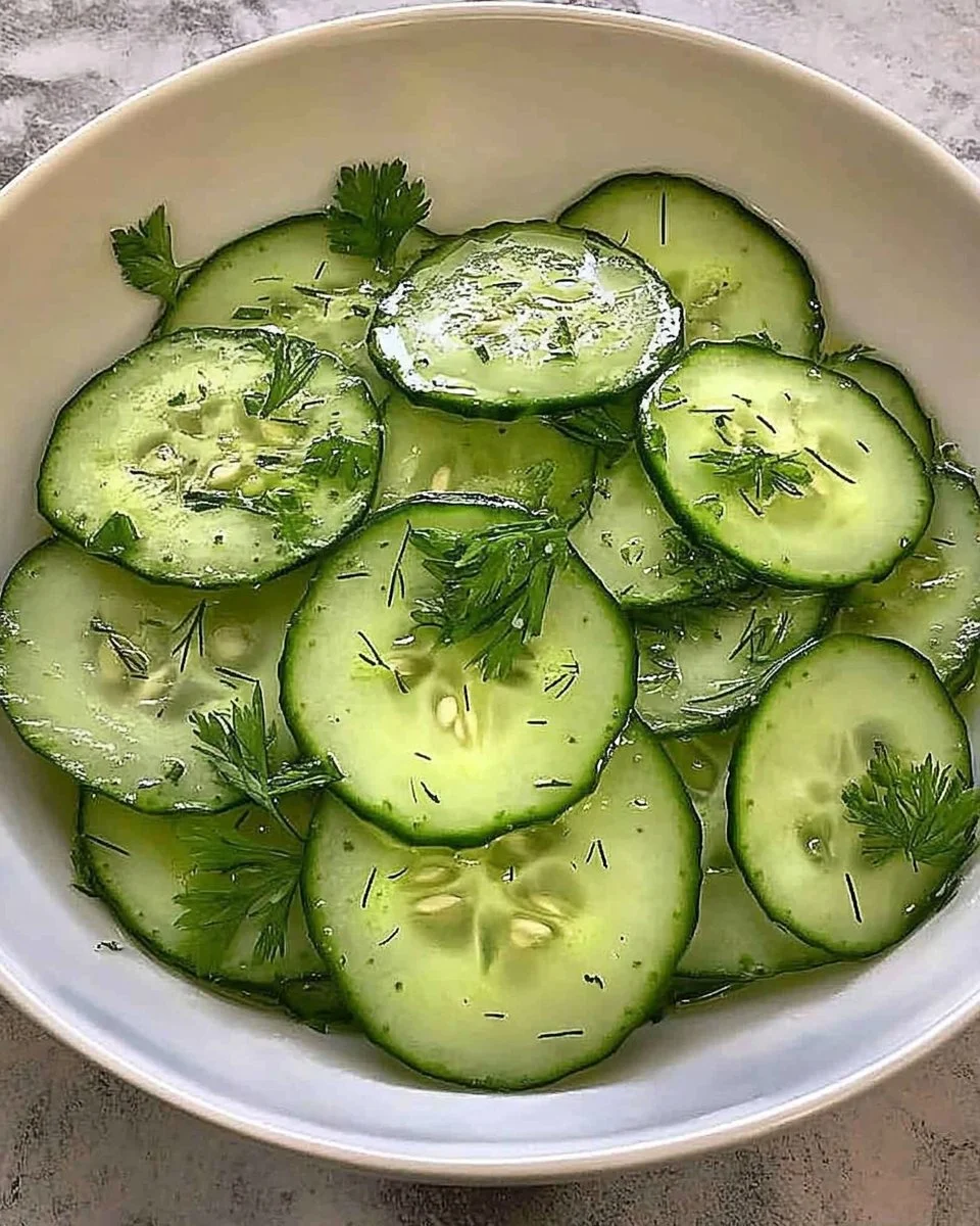 Gurkensalat mit Essig und Öl
