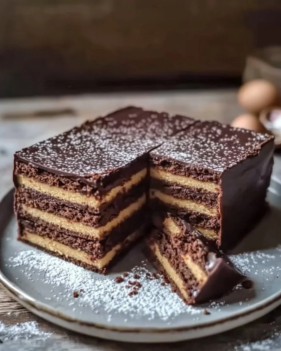 Kalter Hund, schokoladige Kühlschrank-Torte mit Keksen und Buttercreme