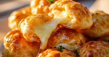 Käse Puff Snacks auf einem Teller serviert, frisch und knusprig.