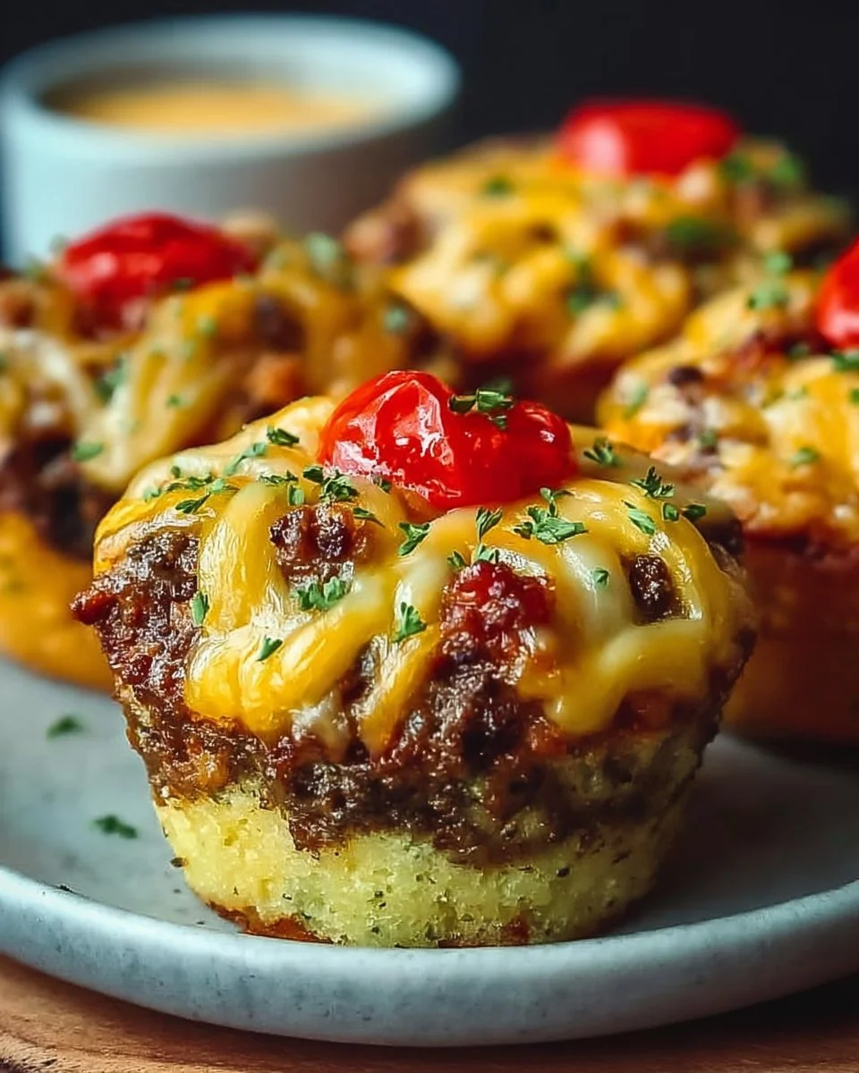 Leckere Käseburger-Muffins frisch aus dem Ofen