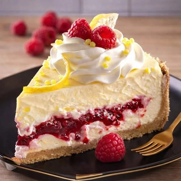 Käsetorte mit einer cremigen Füllung und frischen Beeren dekoriert