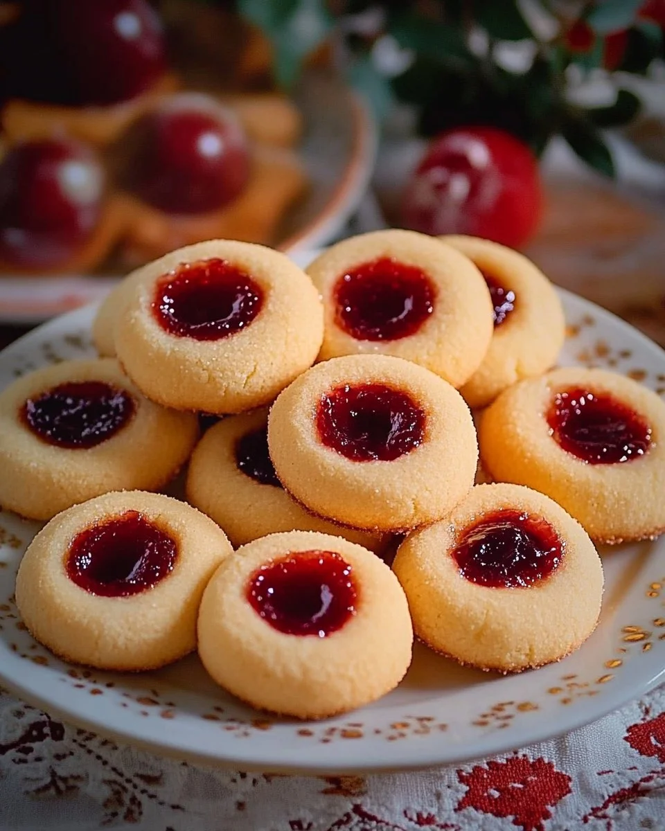 Kekse mit Marmelade auf einem Teller, frisch gebacken und verziert.