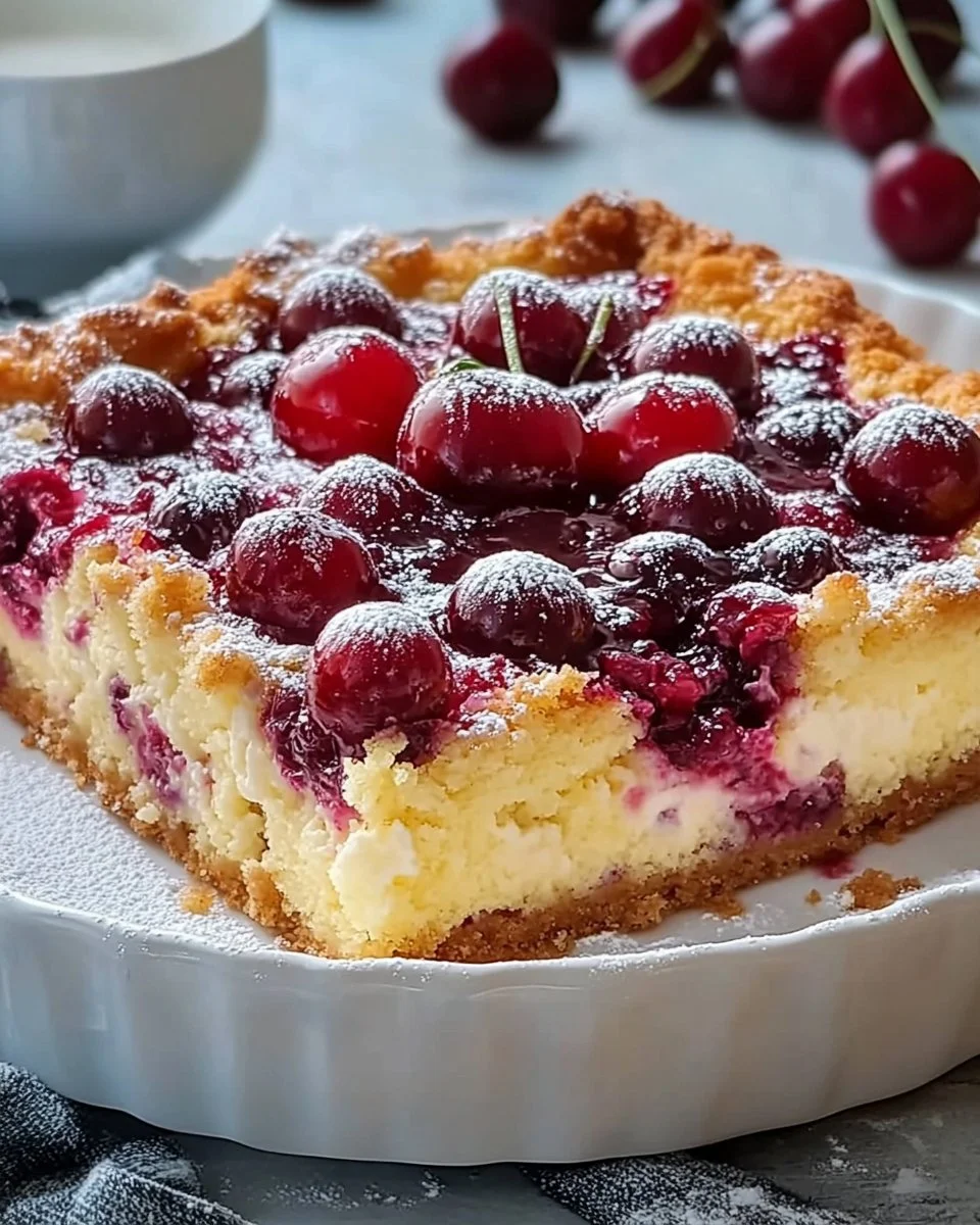 Kirsch Pudding Kuchen mit extra viel Füllung