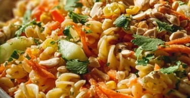 Limetten Crunch Nudelsalat mit frischen Zutaten und knusprigen Nudeln