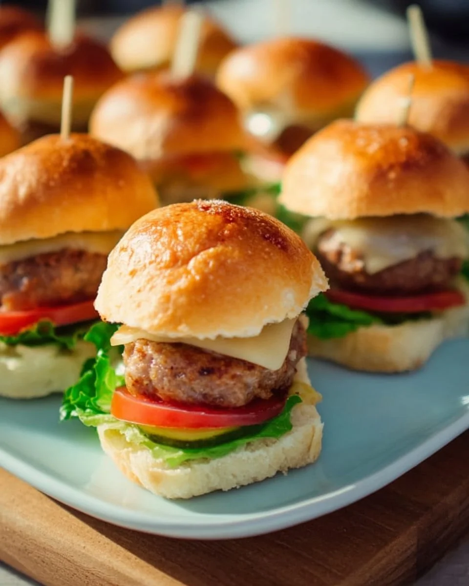 Leckere Mini-Burger auf einem Teller angerichtet