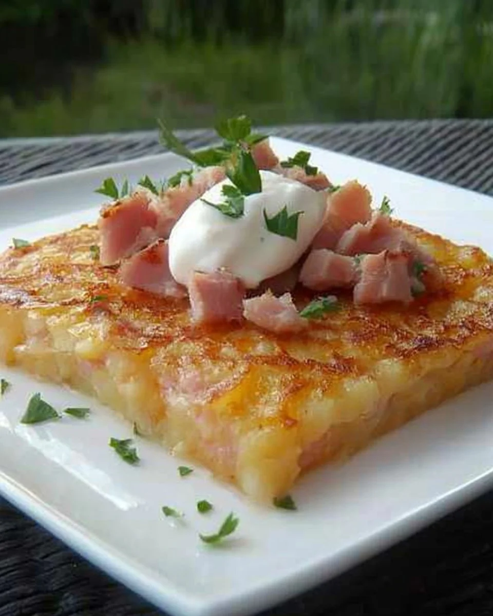 Oven-Baked Potato Pancakes with Diced Ham