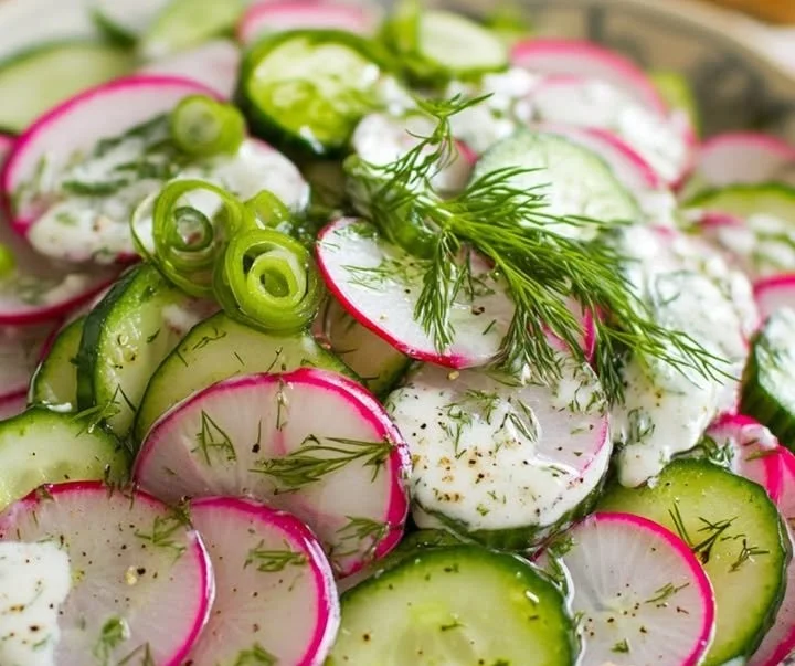 Radieschen-Gurken-Salat mit Dill