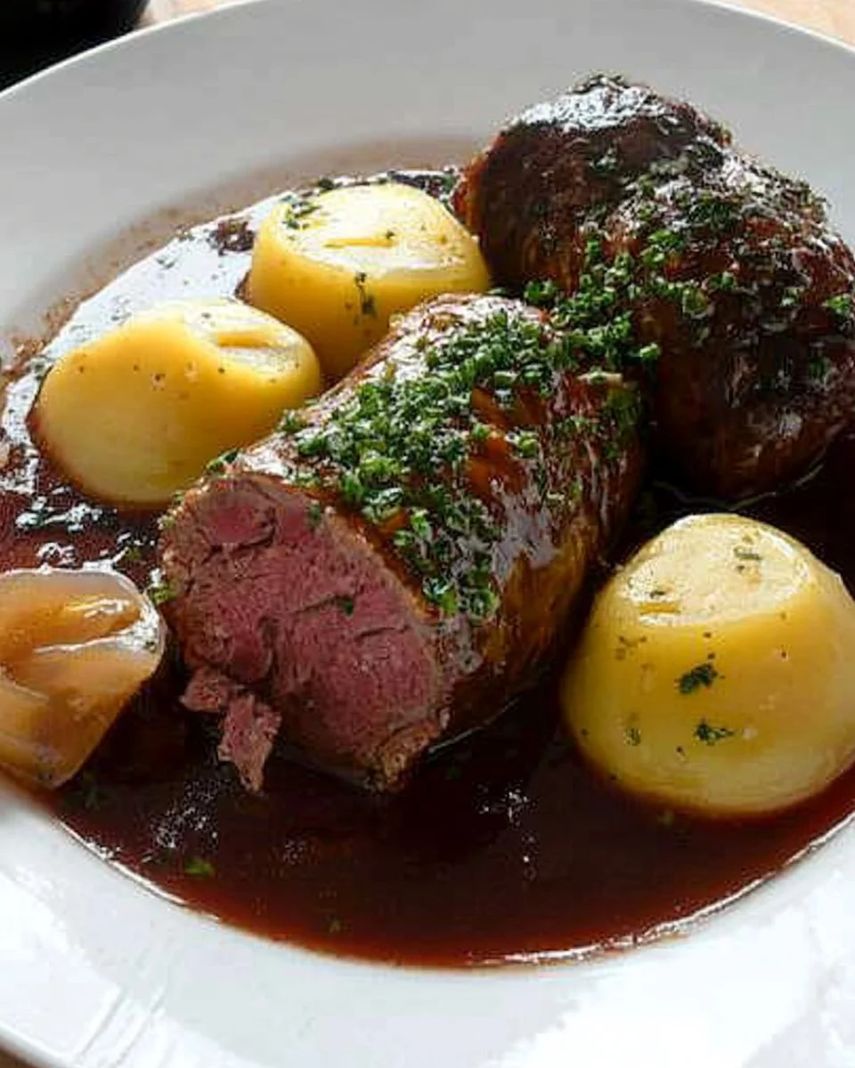 Rinderrouladen in Rotwein