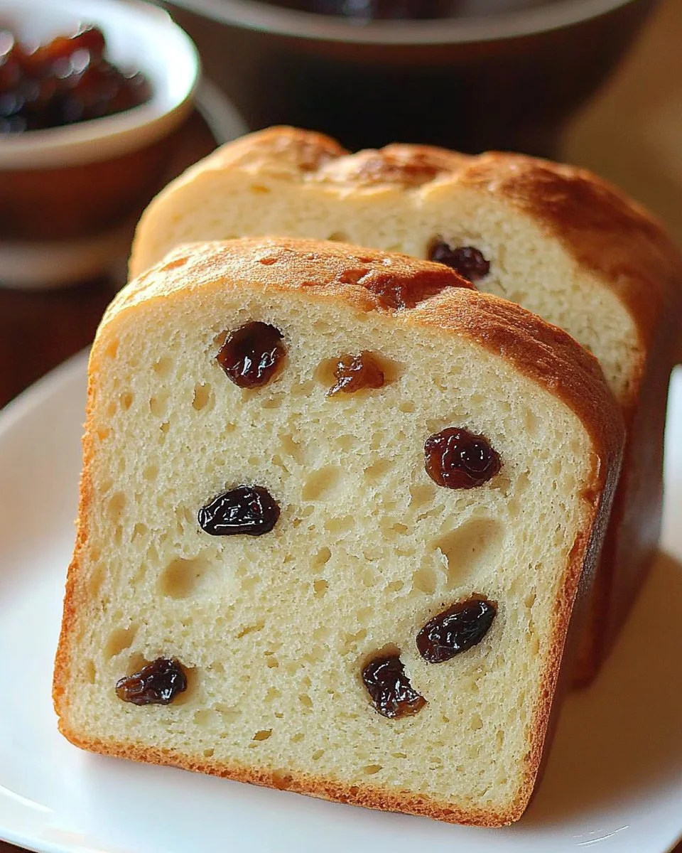 Frisches Rosinenbrot mit goldenen Rosinen auf einem Holzbrett