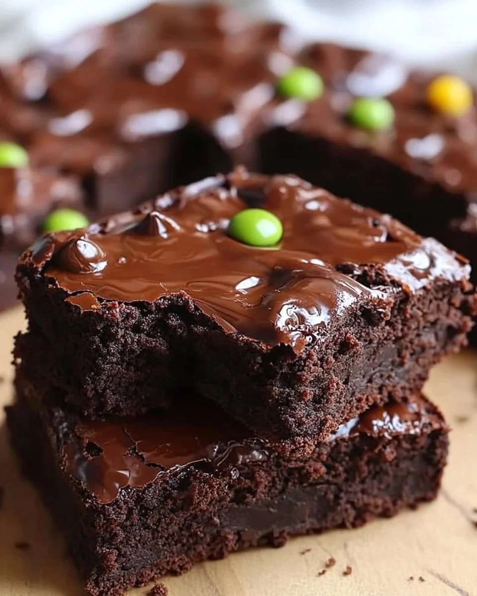 Saftige Schokoladen-Ganache-Brownies auf einem Teller