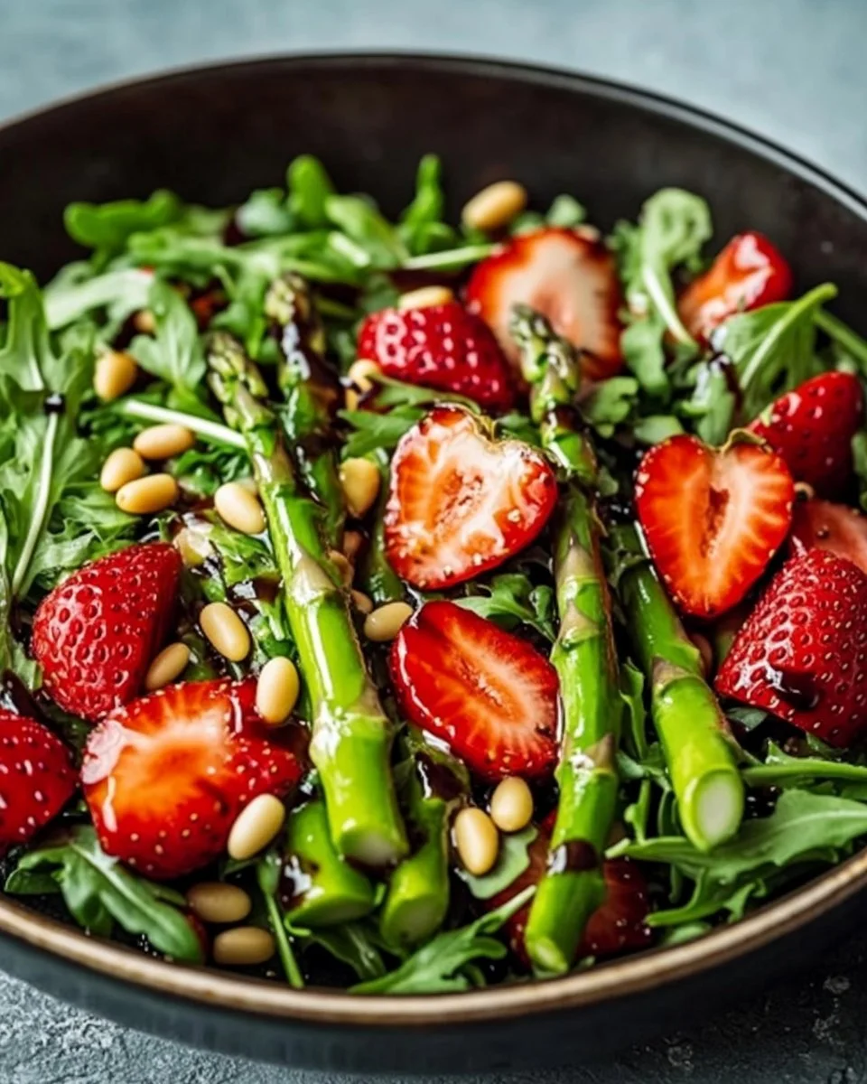 Spargelsalat mit Erdbeeren und Rucola