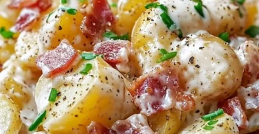 Leckerer Steakhouse Kartoffelsalat serviert als Beilage zum Grillen