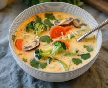 Thai coconut soup with vegetables