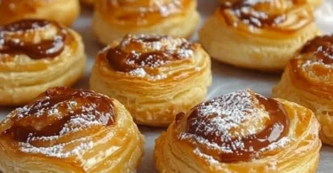 Leckere Toffifee-Pasteten auf einem Teller serviert.