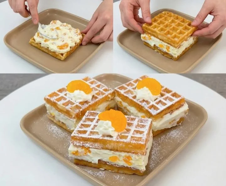 Waffelkuchen ohne Backen mit Schokolade und frischen Früchten