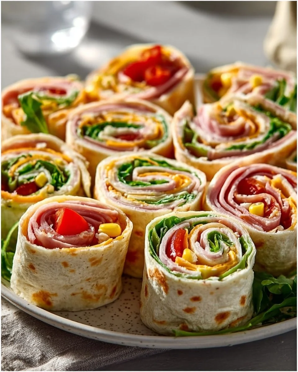 Leckere Wrap Röllchen mit frischem Gemüse und Zutaten