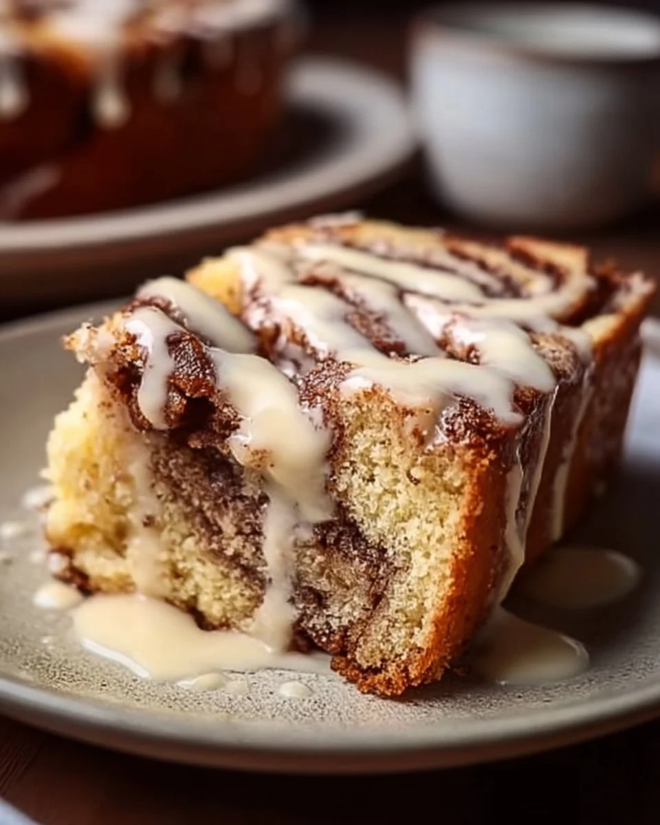 leckeres Stück Zimtkuchen mit Zimt und Zucker, serviert auf einem Teller