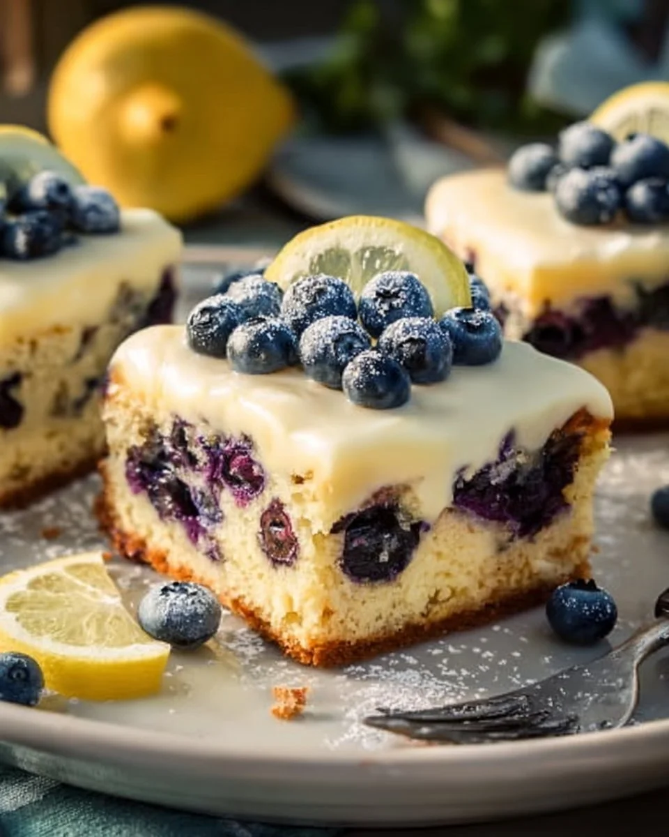 Zitronen-Blaubeer-Kuchen mit köstlichem Cheesecake-Topping