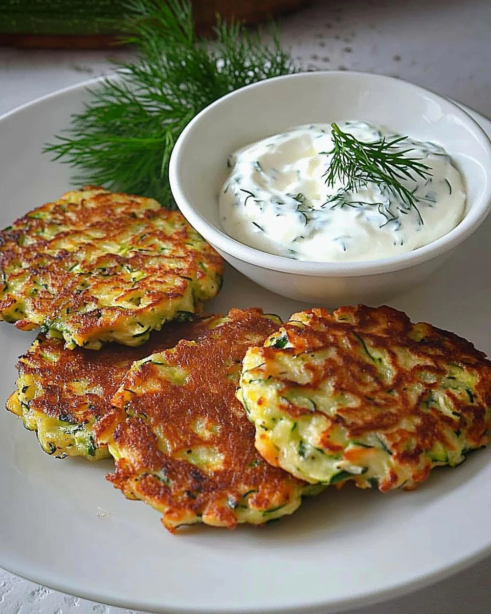 Zucchini-Puffer mit Joghurt-Dip