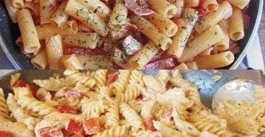 Leckere 20 Minuten Nudelpfanne mit frischen Zutaten und Gewürzen