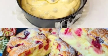 Schneller Kirschkuchen mit Vanillepudding in 3 Minuten zubereitet