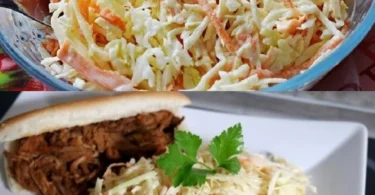 Schüssel mit amerikanischem Coleslaw aus frischem Gemüse und Dressing