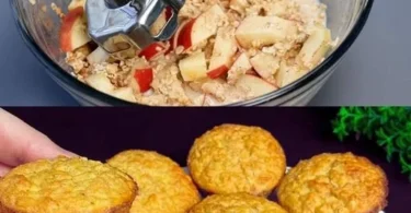 Leckere Apfel Haferflocken Muffins frisch gebacken auf einem Tisch