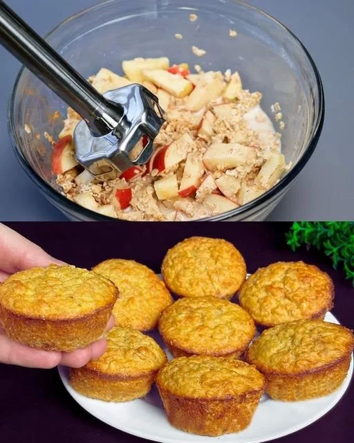 Leckere Apfel Haferflocken Muffins frisch gebacken auf einem Tisch