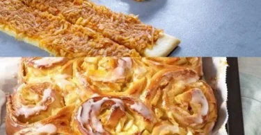 Leckere Apfel Schnecken auf einem Teller, frisch gebacken und verführerisch duftend.