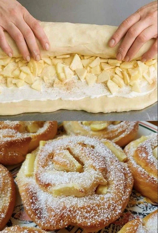 Apfel-Schnecken mit Zimt-Zucker frisch aus dem Ofen