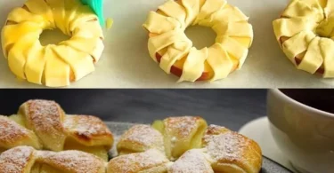 Apfelstrudel mit Blätterteig auf einem Teller serviert