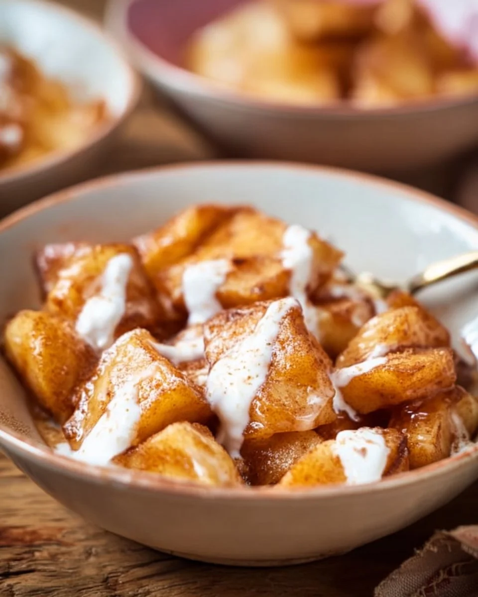 Gebackene Äpfel aus der Heißluftfritteuse mit Zimt und Zucker garniert