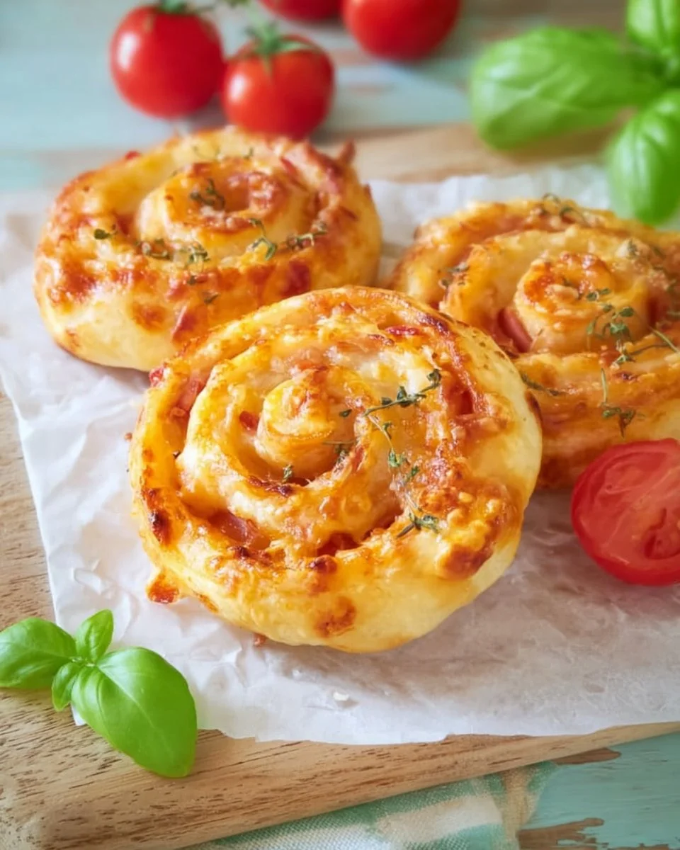 Vegetarische Blätterteigschnecken mit frischen Zutaten und Gewürzen